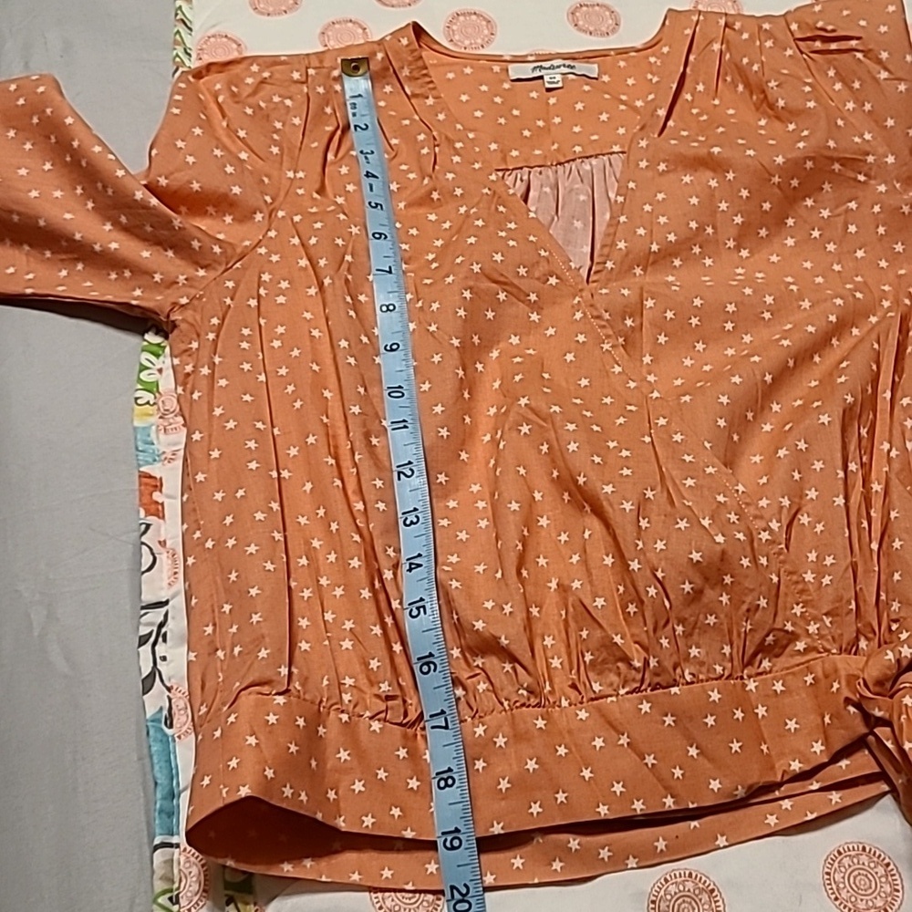 Madewell Chic Stylish 100% cotton women's wrap top, star print & white XS - Picture 9 of 11